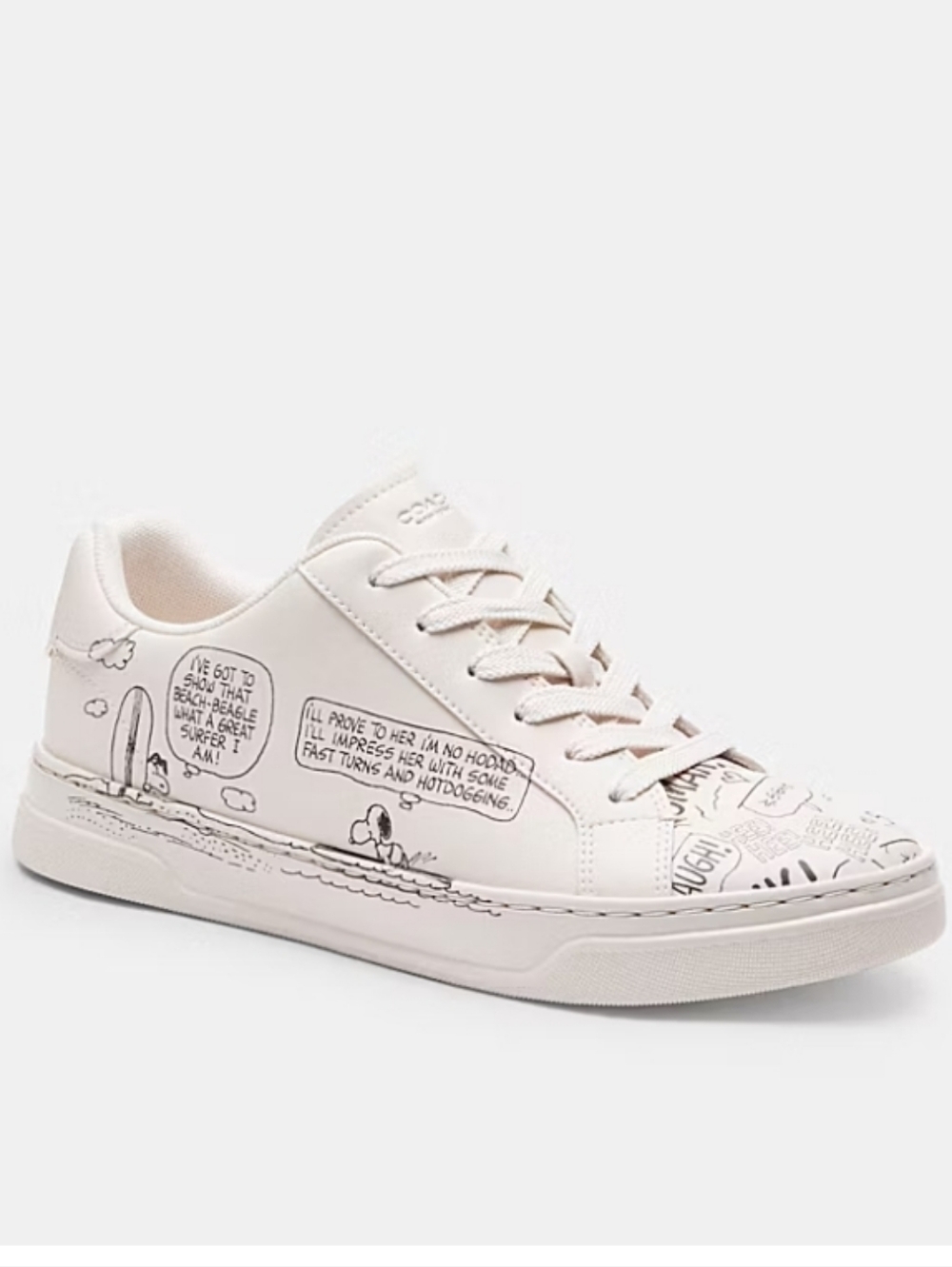 NWT COACH X PEANUTS HIGH LINE SNEAKER WITH NEWSPAPER PRINT - Picture 2 of 7